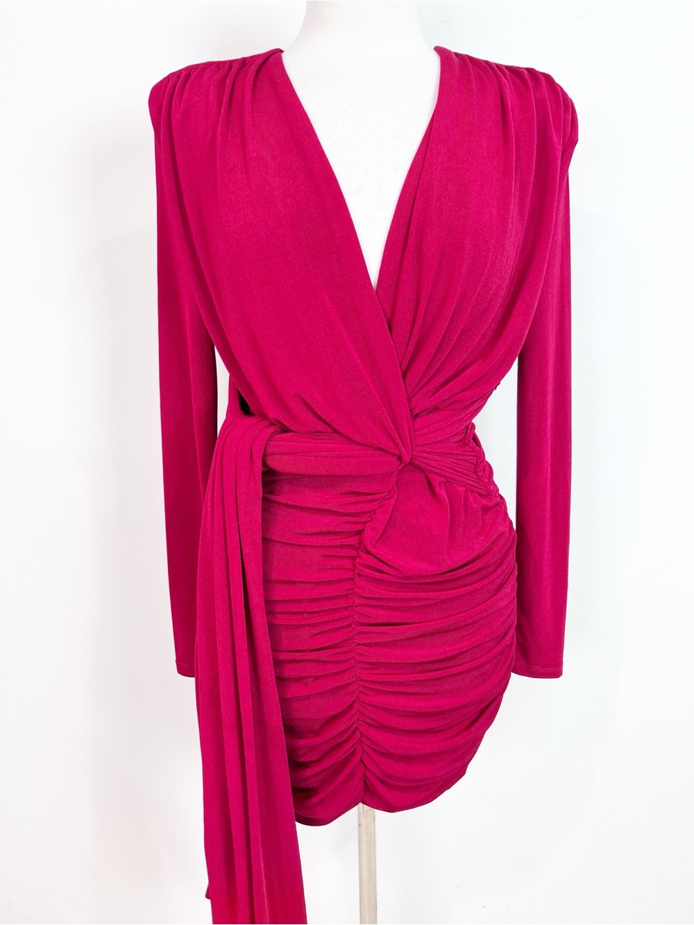 MISHA COLLECTION RED RUCHED BODYCON DRESS WOMENS SZ 8